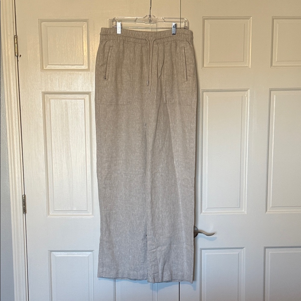 Athleta Women’s Tan Linen Trousers NWOT Large Tall